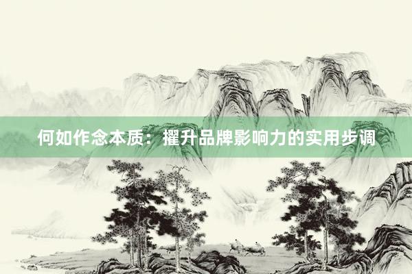 何如作念本质：擢升品牌影响力的实用步调